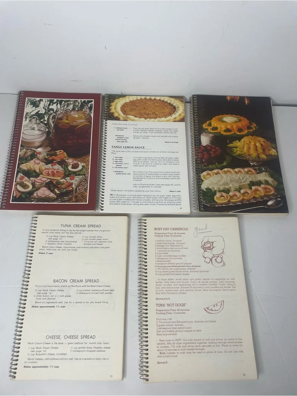Lot of 5 Vintage Current Miriam B. Loo Cookbooks Spiral Bound 80s